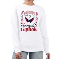 Washington Capitals G-III 4Her by Carl Banks Women's Collage Graphic Fleece Long Sleeve Pullover Sweatshirt For Sale