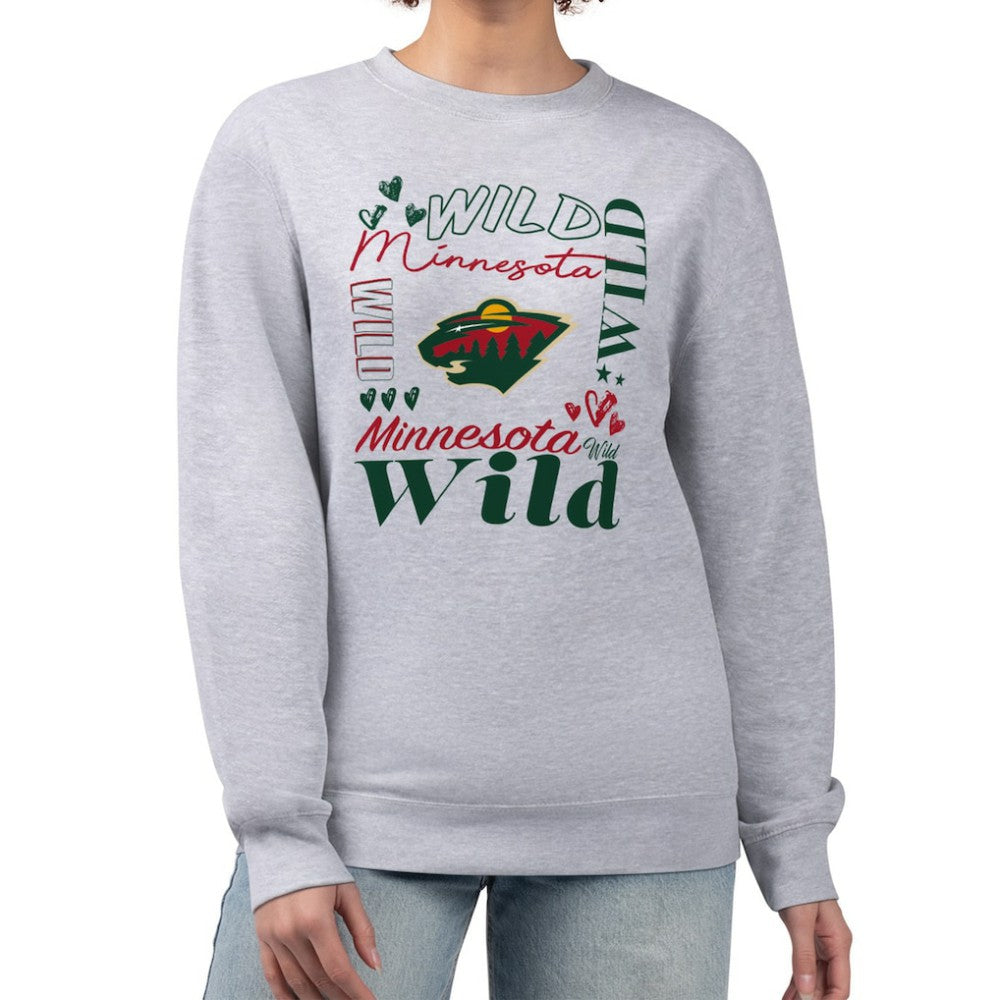 Minnesota Wild G-III 4Her by Carl Banks Women's Collage Graphic Fleece Long Sleeve Pullover Sweatshirt Sale