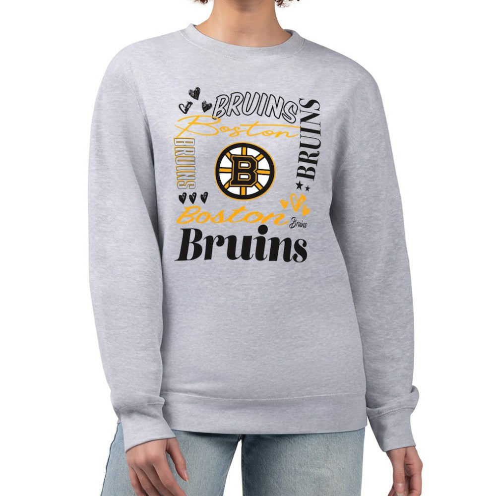 Boston Bruins G-III 4Her by Carl Banks Women's Collage Graphic Fleece Long Sleeve Pullover Sweatshirt Online