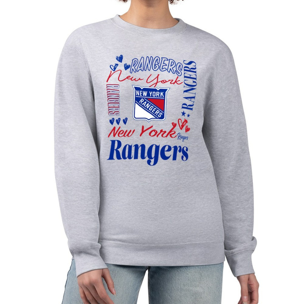 New York Rangers G-III 4Her by Carl Banks Women's Collage Graphic Fleece Long Sleeve Pullover Sweatshirt Discount