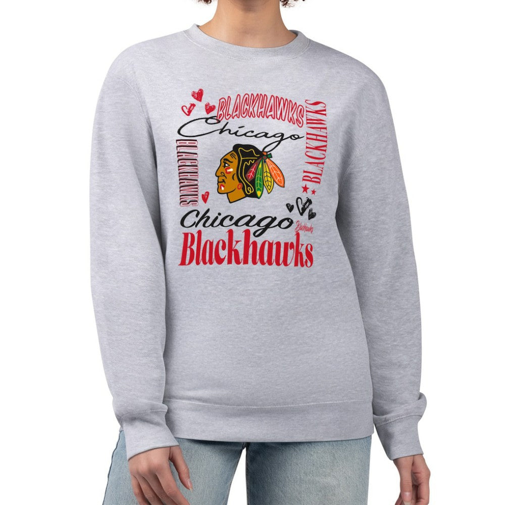 Chicago Blackhawks G-III 4Her by Carl Banks Women's Collage Graphic Fleece Long Sleeve Pullover Sweatshirt Online