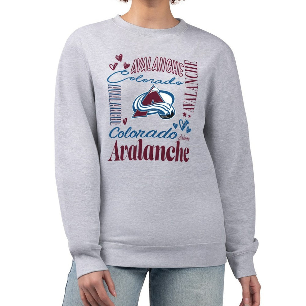 Colorado Avalanche G-III 4Her by Carl Banks Women's Collage Graphic Fleece Long Sleeve Pullover Sweatshirt For Sale