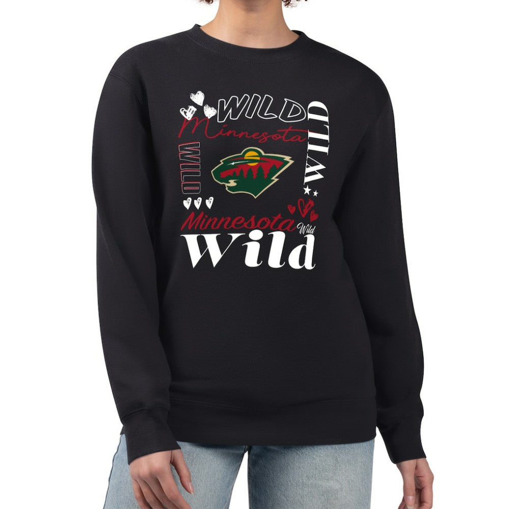 Minnesota Wild G-III 4Her by Carl Banks Women's Collage Graphic Fleece Long Sleeve Pullover Sweatshirt Discount