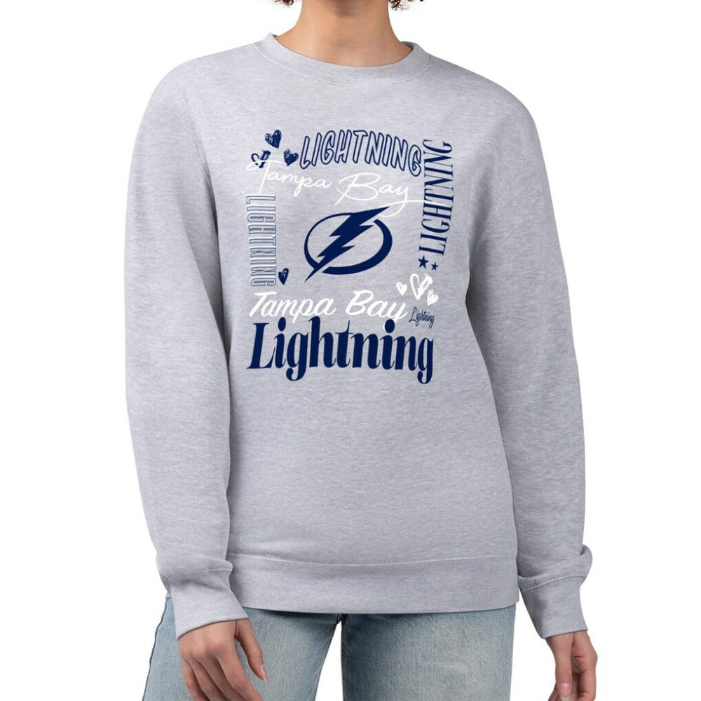 Tampa Bay Lightning G-III 4Her by Carl Banks Women's Collage Graphic Fleece Long Sleeve Pullover Sweatshirt Discount