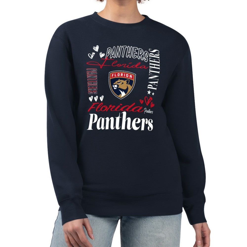 Florida Panthers G-III 4Her by Carl Banks Women's Collage Graphic Fleece Long Sleeve Pullover Sweatshirt Sale