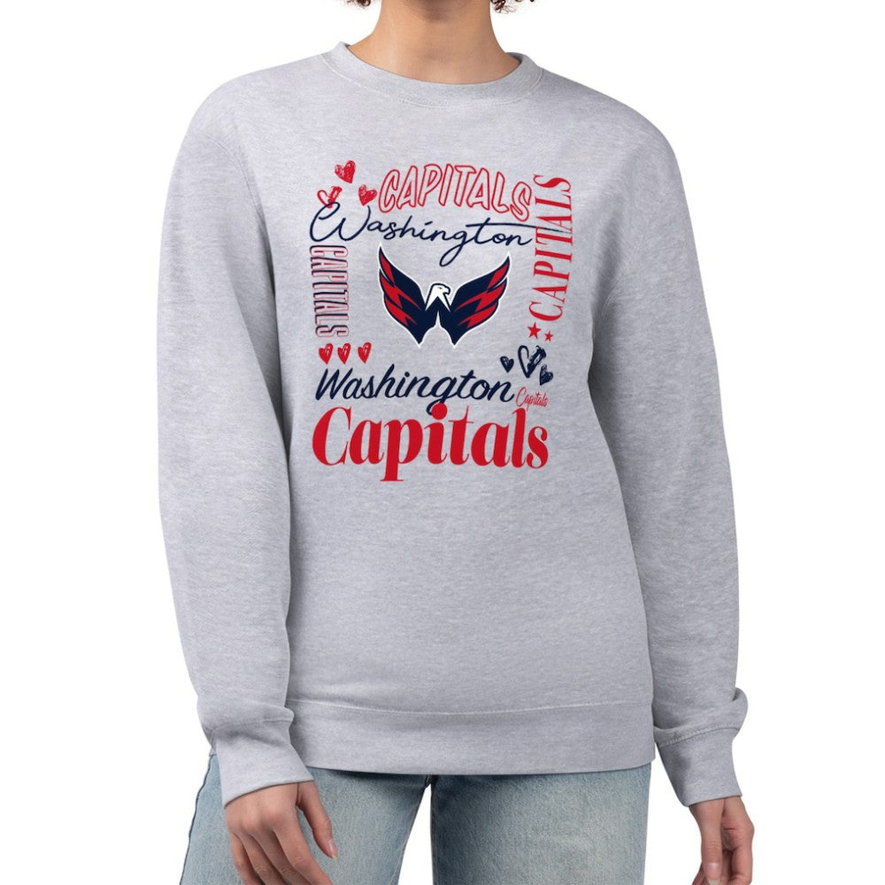 Washington Capitals G-III 4Her by Carl Banks Women's Collage Graphic Fleece Long Sleeve Pullover Sweatshirt Sale