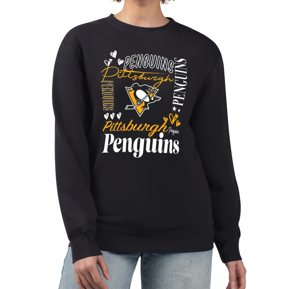 Pittsburgh Penguins G-III 4Her by Carl Banks Women's Collage Graphic Fleece Long Sleeve Pullover Sweatshirt On Sale