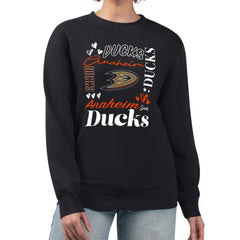 Anaheim Ducks G-III 4Her by Carl Banks Women's Collage Graphic Fleece Long Sleeve Pullover Sweatshirt On Sale