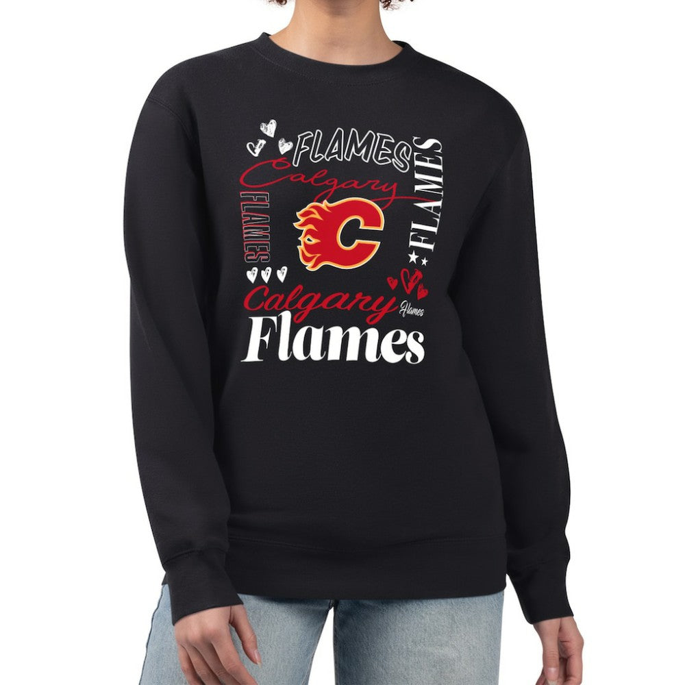Calgary Flames G-III 4Her by Carl Banks Women's Collage Graphic Fleece Long Sleeve Pullover Sweatshirt Online