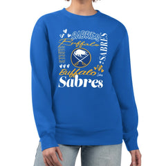 Buffalo Sabres G-III 4Her by Carl Banks Women's Collage Graphic Fleece Long Sleeve Pullover Sweatshirt Outlet