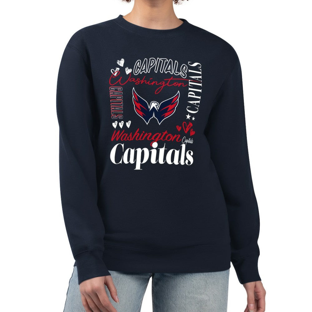 Washington Capitals G-III 4Her by Carl Banks Women's Collage Graphic Fleece Long Sleeve Pullover Sweatshirt For Sale