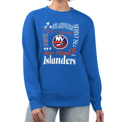 New York Islanders G-III 4Her by Carl Banks Women's Collage Graphic Fleece Long Sleeve Pullover Sweatshirt On Sale