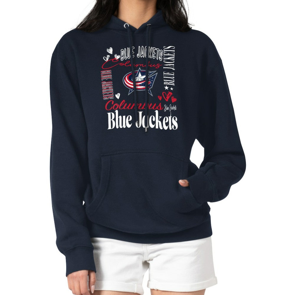 Columbus Blue Jackets G-III 4Her by Carl Banks Women's Collage Team Graphic Tri-Blend Fleece Pullover Hoodie For Sale