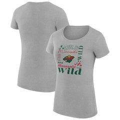 Minnesota Wild G-III 4Her by Carl Banks Women's Super-Slim Fit Lightweight Collage Team Graphic T-Shirt For Sale