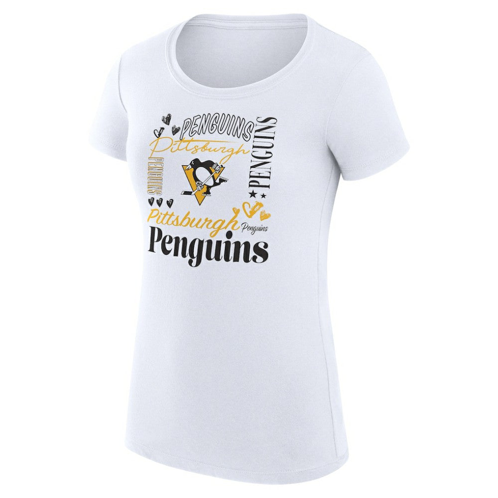 Pittsburgh Penguins G-III 4Her by Carl Banks Women's Super-Slim Fit Lightweight Collage Team Graphic T-Shirt For Sale