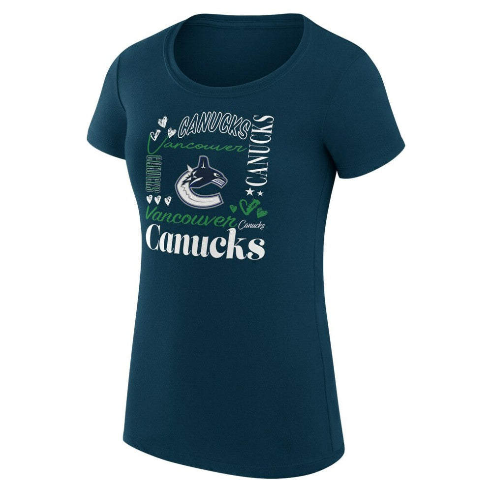 Vancouver Canucks G-III 4Her by Carl Banks Women's Super-Slim Fit Lightweight Collage Team Graphic T-Shirt Discount