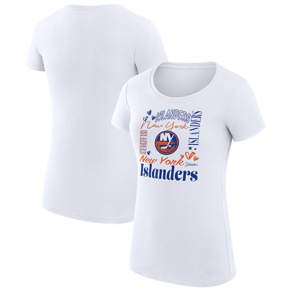 New York Islanders G-III 4Her by Carl Banks Women's Super-Slim Fit Lightweight Collage Team Graphic T-Shirt Outlet