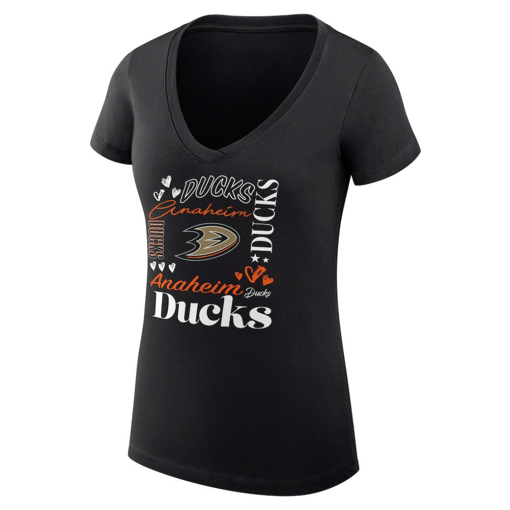 Anaheim Ducks G-III 4Her by Carl Banks Women's Super-Slim Fit Lightweight Collage Team Graphic T-Shirt Outlet