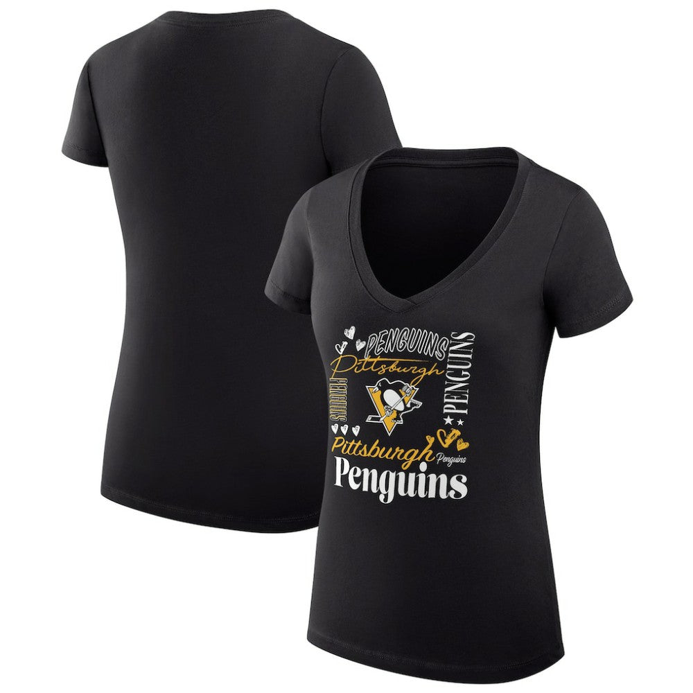 Pittsburgh Penguins G-III 4Her by Carl Banks Women's Super-Slim Fit Lightweight Collage Team Graphic T-Shirt On Sale