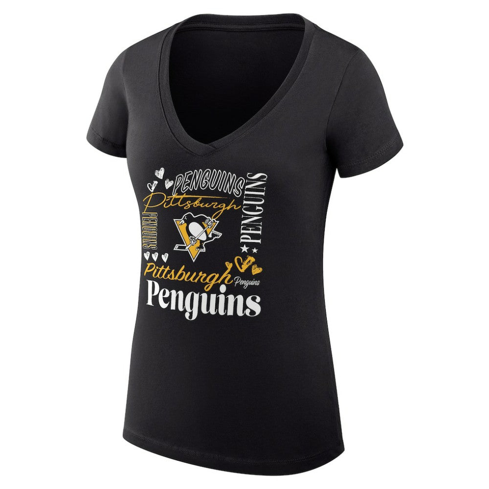 Pittsburgh Penguins G-III 4Her by Carl Banks Women's Super-Slim Fit Lightweight Collage Team Graphic T-Shirt On Sale