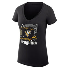 Pittsburgh Penguins G-III 4Her by Carl Banks Women's Super-Slim Fit Lightweight Collage Team Graphic T-Shirt On Sale