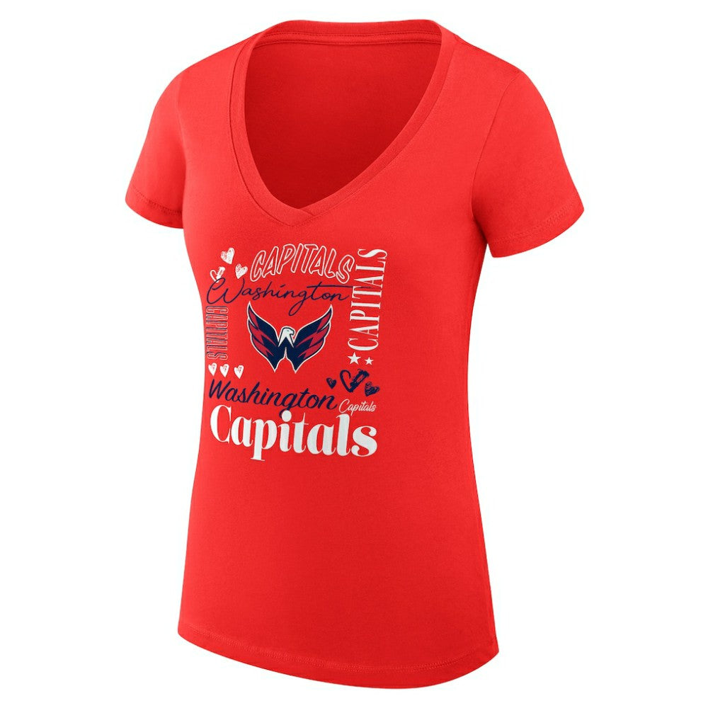 Washington Capitals G-III 4Her by Carl Banks Women's Super-Slim Fit Lightweight Collage Team Graphic T-Shirt For Sale