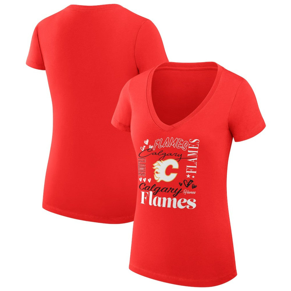Calgary Flames G-III 4Her by Carl Banks Women's Super-Slim Fit Lightweight Collage Team Graphic T-Shirt For Sale