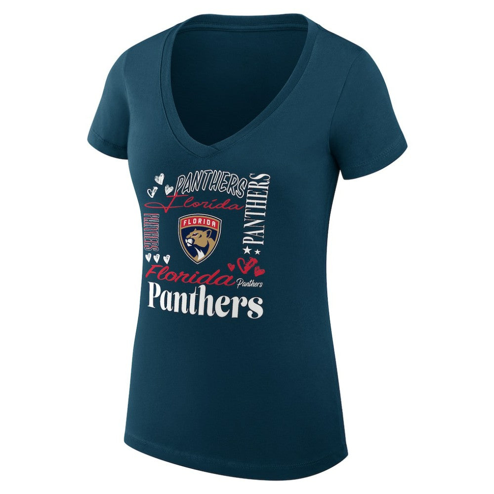 Florida Panthers G-III 4Her by Carl Banks Women's Super-Slim Fit Lightweight Collage Team Graphic T-Shirt On Sale