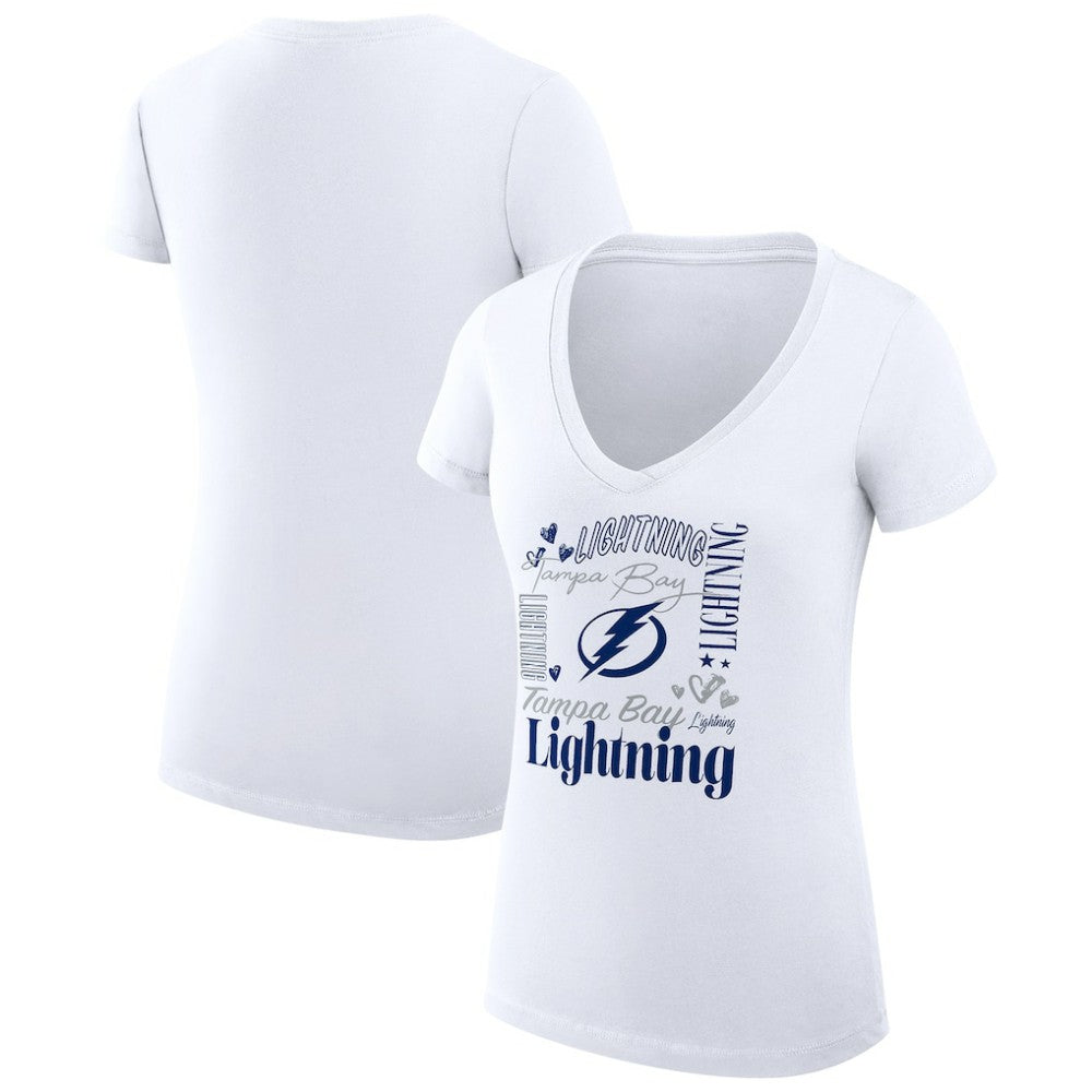 Tampa Bay Lightning G-III 4Her by Carl Banks Women's Super-Slim Fit Lightweight Collage Team Graphic T-Shirt For Sale