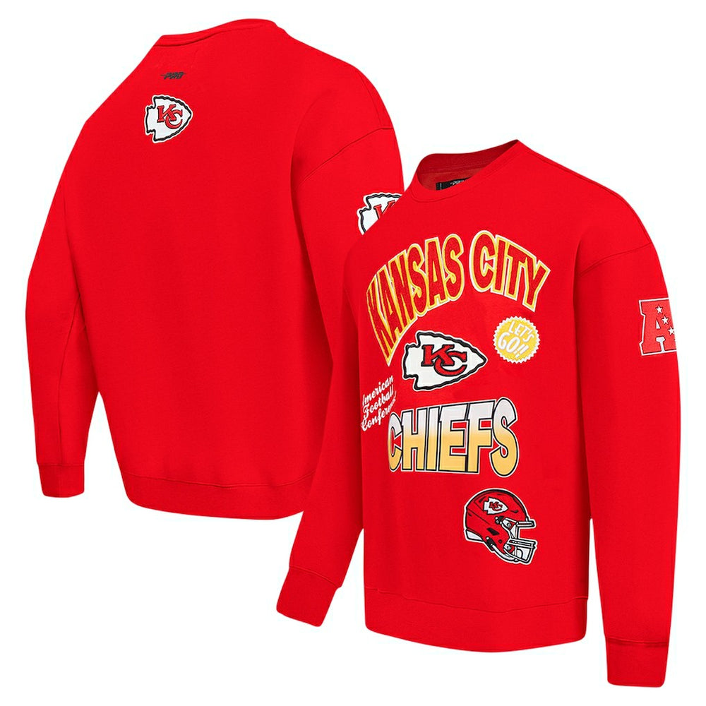 Kansas City Chiefs  Pro Standard Turn It Up Drop Shoulder Pullover Sweatshirt