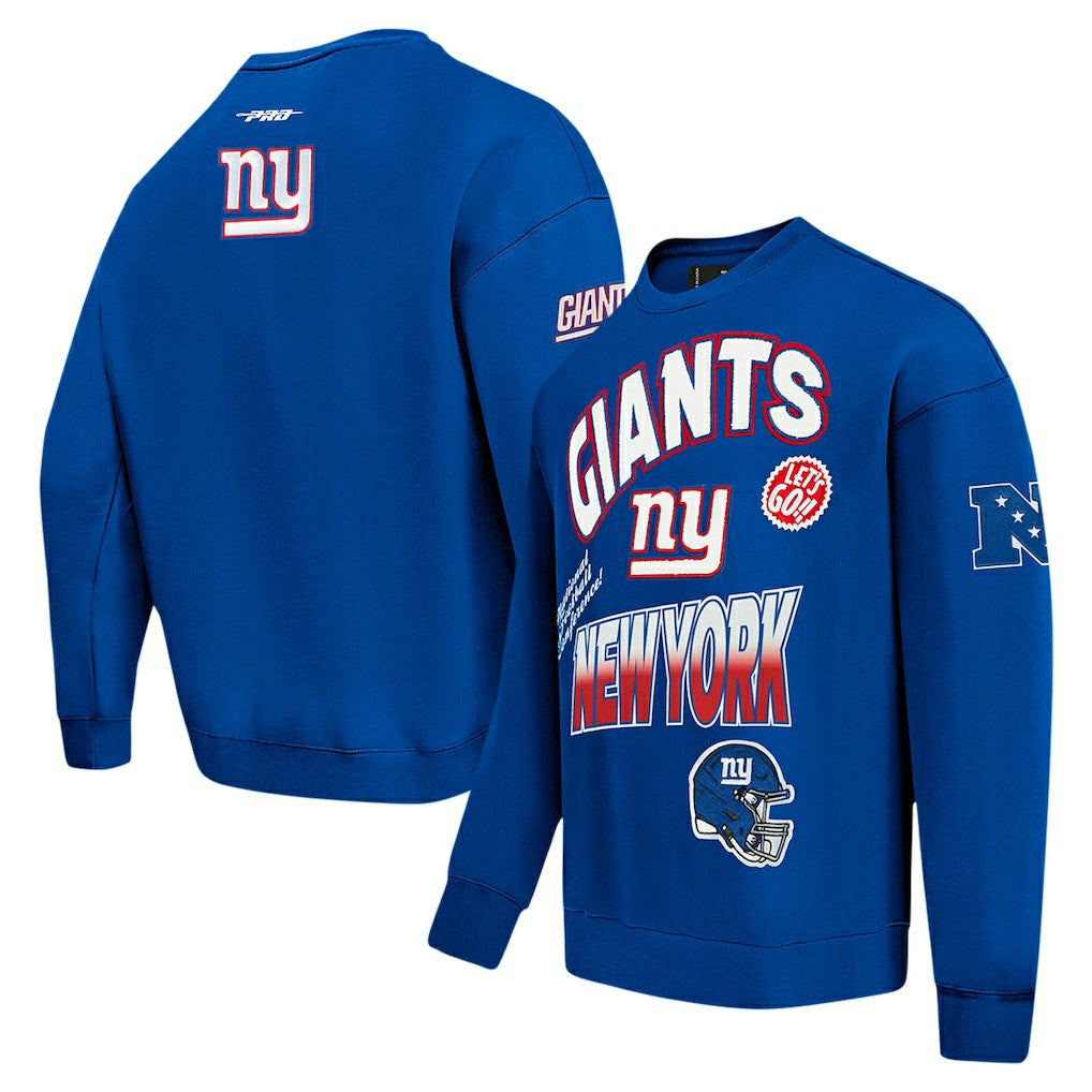 New York Giants  Pro Standard Turn It Up Drop Shoulder Pullover Sweatshirt