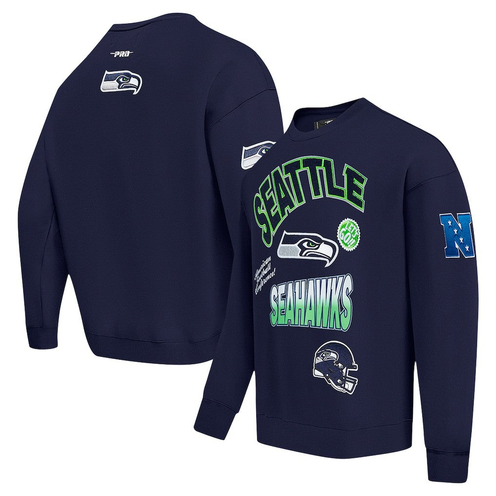Seattle Seahawks  Pro Standard Turn It Up Drop Shoulder Pullover Sweatshirt
