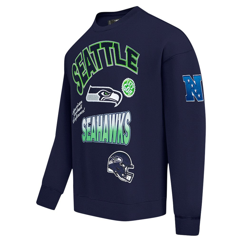 Seattle Seahawks  Pro Standard Turn It Up Drop Shoulder Pullover Sweatshirt