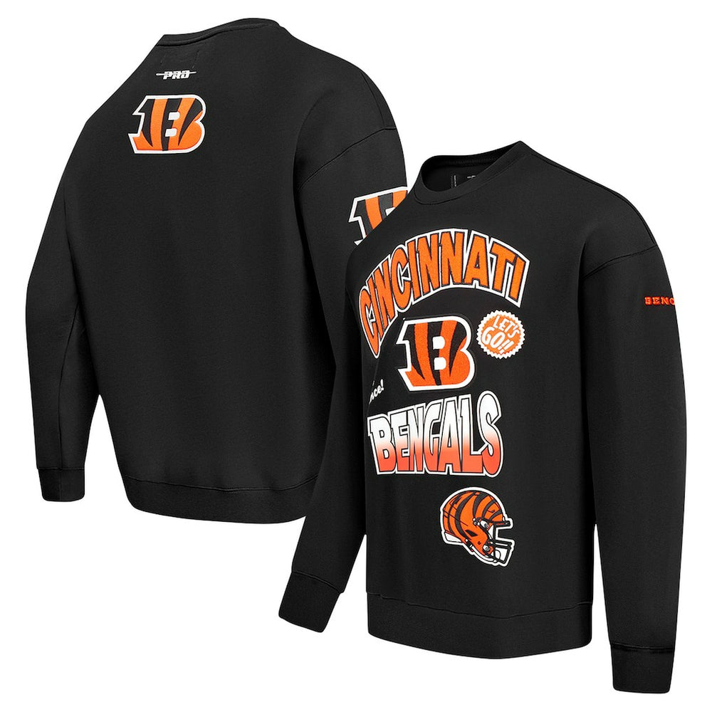 Cincinnati Bengals  Pro Standard Turn It Up Drop Shoulder Pullover Sweatshirt