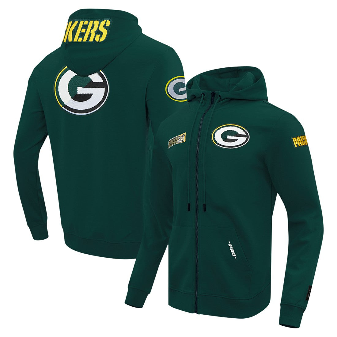 Green Bay Packers  Pro Standard Split Logo Double Knit Full-Zip Hoodie