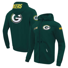 Green Bay Packers  Pro Standard Split Logo Double Knit Full-Zip Hoodie