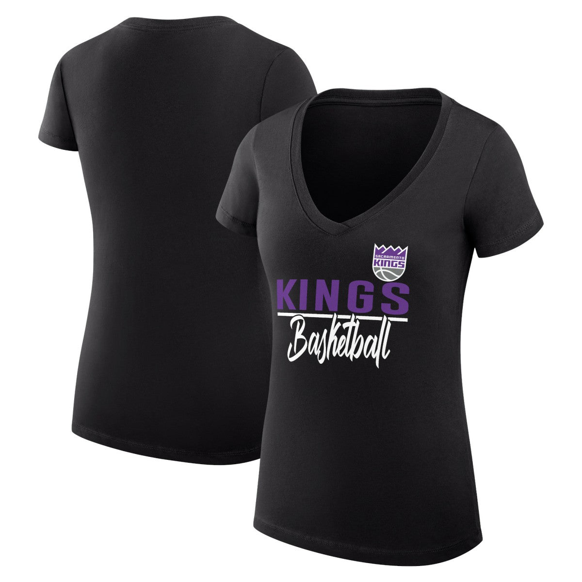 Sacramento Kings G-III 4Her by Carl Banks Women's Super-Slim Fit Lightweight Team Sport V-Neck T-Shirt New
