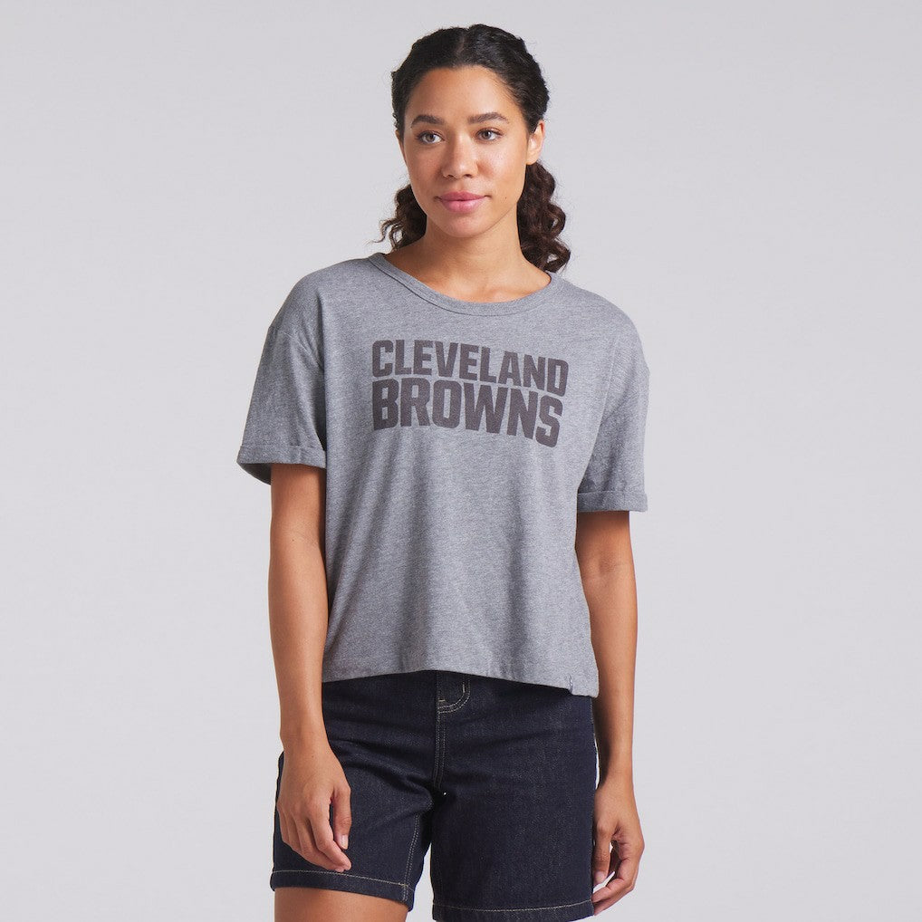 Cleveland Browns Fanatics Women's Swing Pass Tri-Blend Boxy T-Shirt