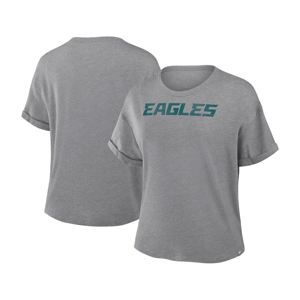 Philadelphia Eagles Fanatics Women's Swing Pass Tri-Blend Boxy T-Shirt