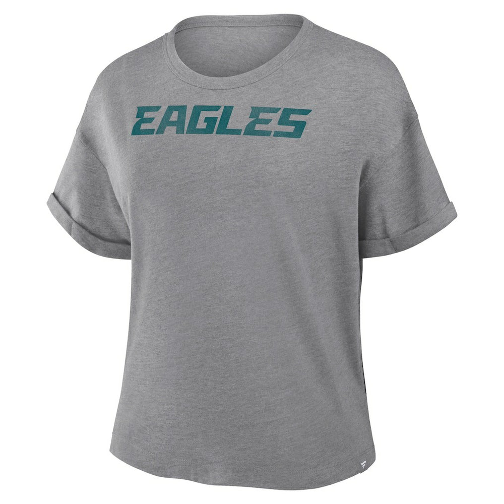 Philadelphia Eagles Fanatics Women's Swing Pass Tri-Blend Boxy T-Shirt