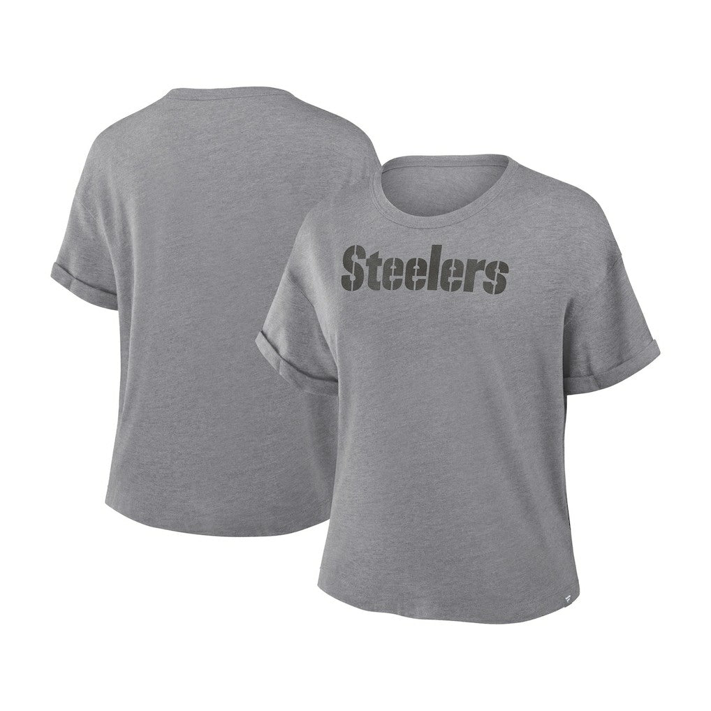 Pittsburgh Steelers Fanatics Women's Swing Pass Tri-Blend Boxy T-Shirt