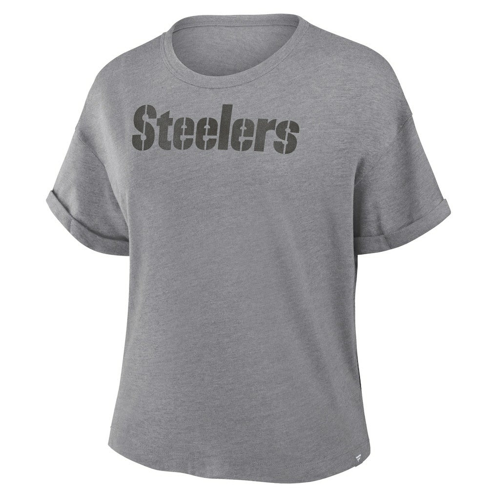 Pittsburgh Steelers Fanatics Women's Swing Pass Tri-Blend Boxy T-Shirt