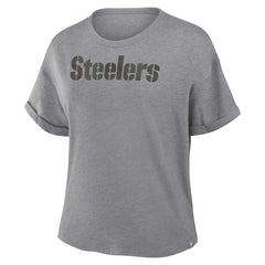 Pittsburgh Steelers Fanatics Women's Swing Pass Tri-Blend Boxy T-Shirt