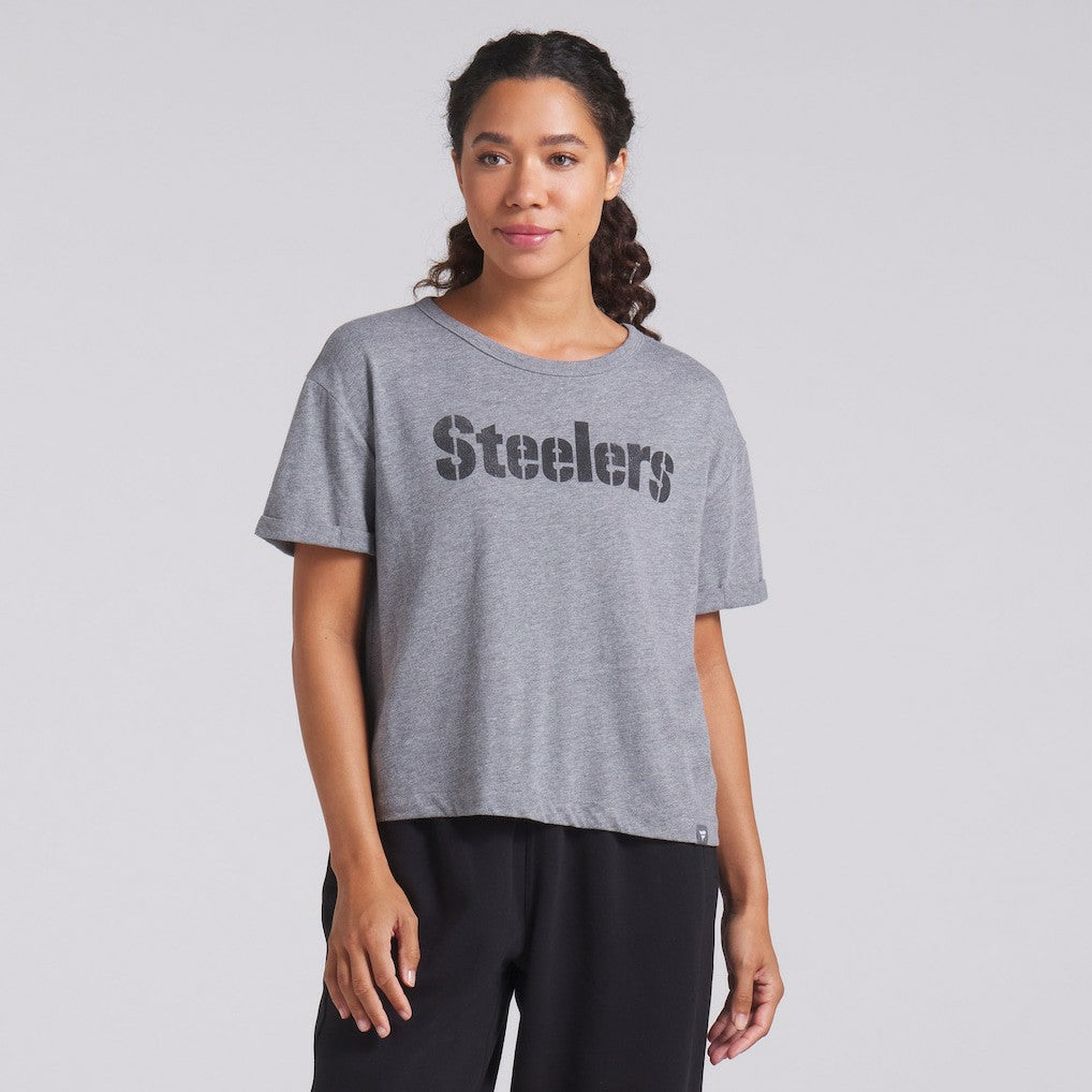 Pittsburgh Steelers Fanatics Women's Swing Pass Tri-Blend Boxy T-Shirt