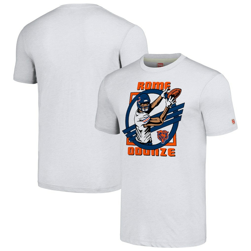 Chicago Bears  Rome Odunze  Homage Unisex Caricature Player Tri-Blend T-Shirt