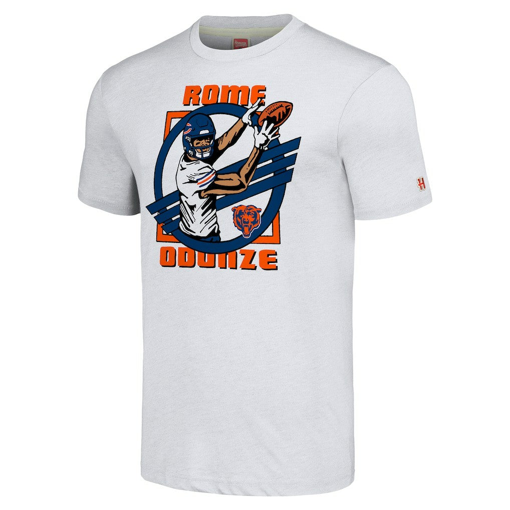 Chicago Bears  Rome Odunze  Homage Unisex Caricature Player Tri-Blend T-Shirt