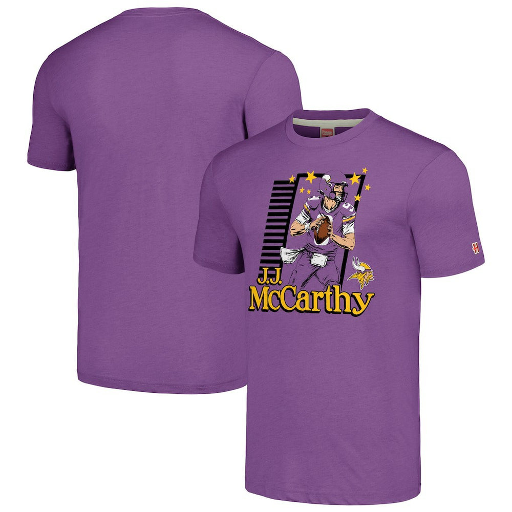 Minnesota Vikings  J.J. McCarthy  Homage Unisex Caricature Player Tri-Blend T-Shirt