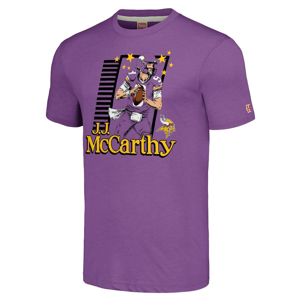 Minnesota Vikings  J.J. McCarthy  Homage Unisex Caricature Player Tri-Blend T-Shirt