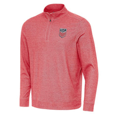 USMNT Antigua Subtle Quarter-Zip Top Heather Red