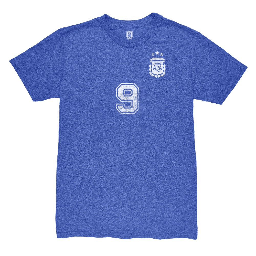 Julián Álvarez Argentina National Team 1863FC Retro Name & Number Tri-Blend T-Shirt Blue